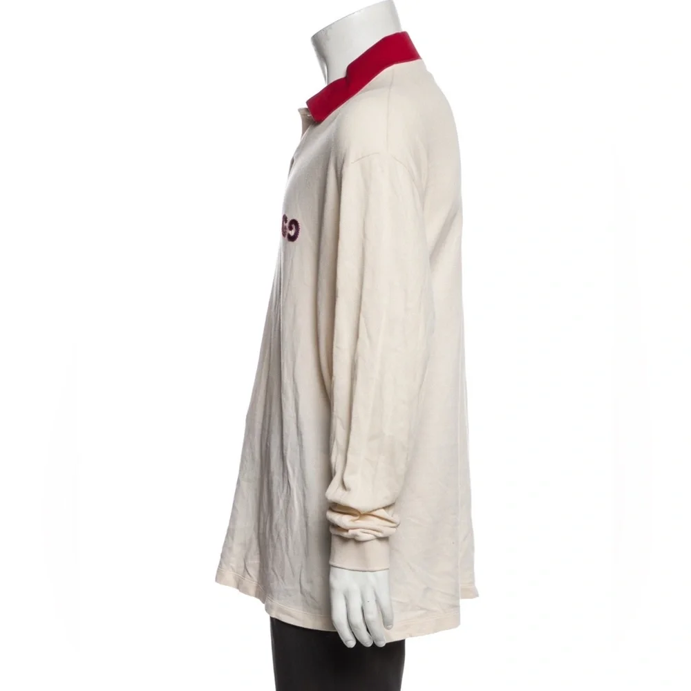 Gucci Cream Polo Shirt with Red Collar‎